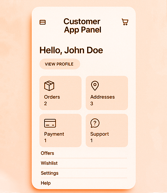 ecommerce application customer panel development services 
